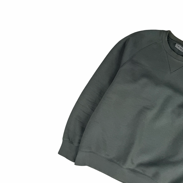 Carhartt Sage Green Thick Cotton Blend Crew Neck Jumper - Small