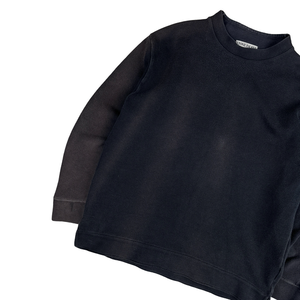 Stone Island Vintage 1999 Navy Cotton Blend Mock Neck Jumper - Medium