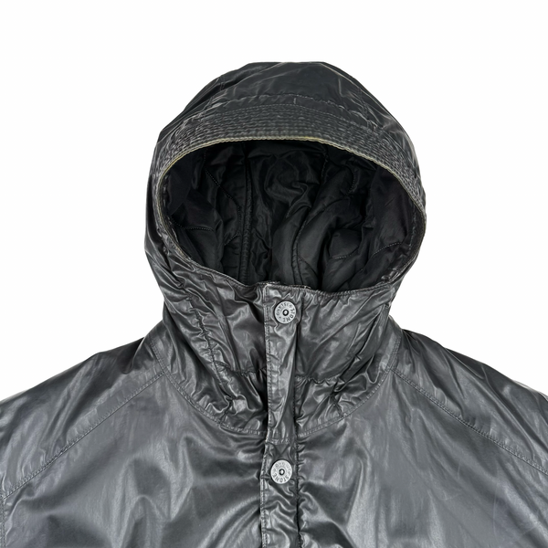 Stone Island 2011 Black Mussola Gommata Hooded Jacket - XL