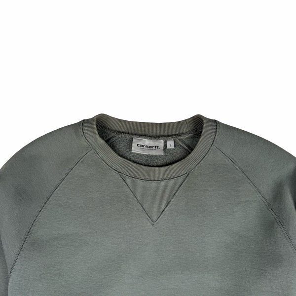 Carhartt Sage Green Thick Cotton Blend Crew Neck Jumper - Small