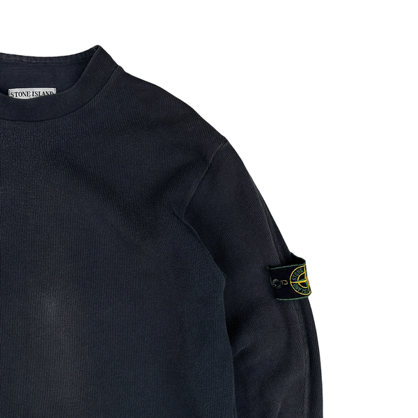 Stone Island Vintage 1999 Navy Cotton Blend Mock Neck Jumper - Medium