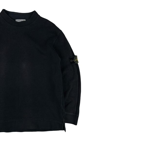Stone Island Vintage 1999 Navy Cotton Blend Mock Neck Jumper - Medium
