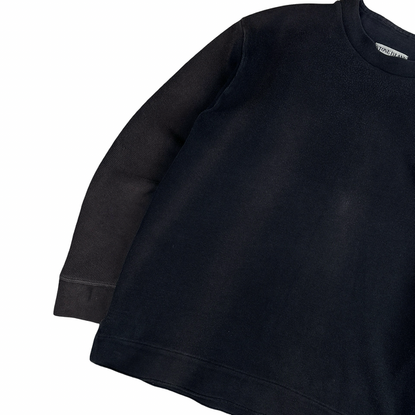 Stone Island Vintage 1999 Navy Cotton Blend Mock Neck Jumper - Medium