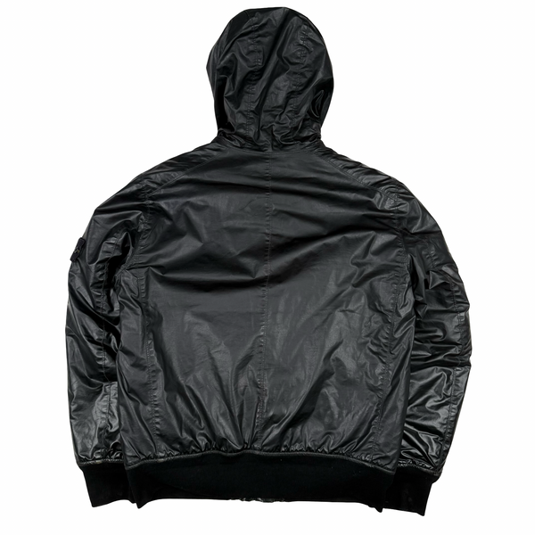 Stone Island 2011 Black Mussola Gommata Hooded Jacket - XL
