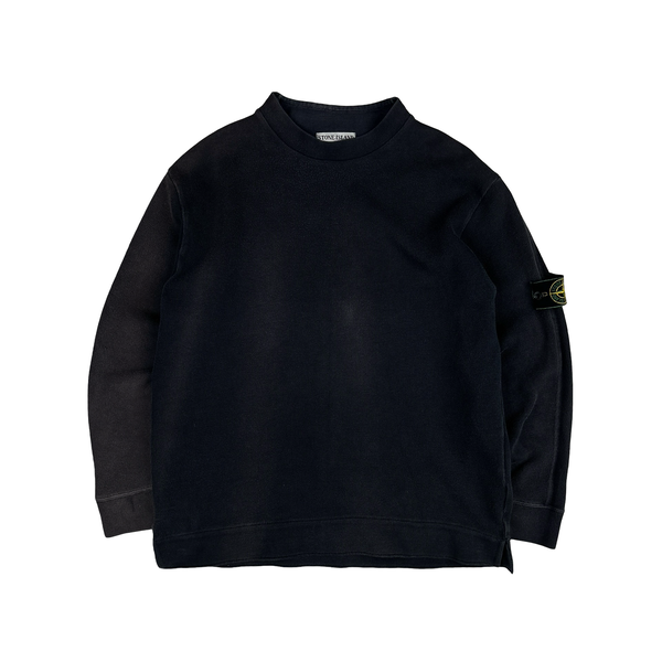 Stone Island Vintage 1999 Navy Cotton Blend Mock Neck Jumper - Medium