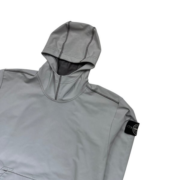 Stone Island 2019 Grey Plated Reflective Pullover Hoodie - Small