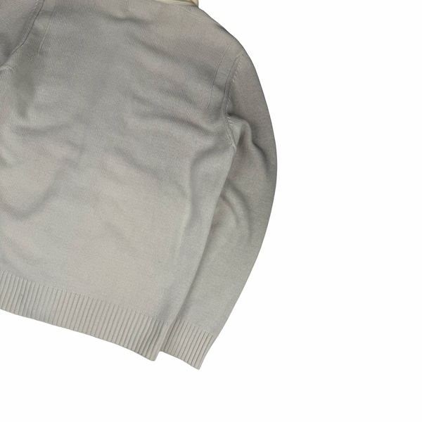Stone Island 2015 Cream Lana Wool Buttoned Knit Hooded Jumper - XL