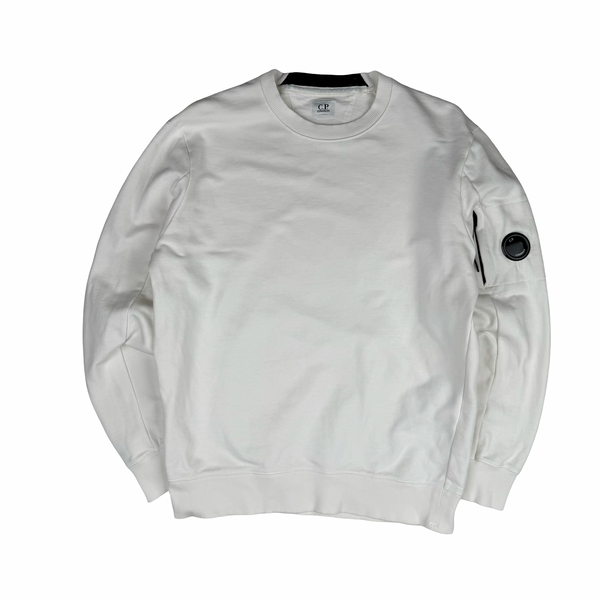 CP Company White Cotton Lens Viewer Crewneck - Large