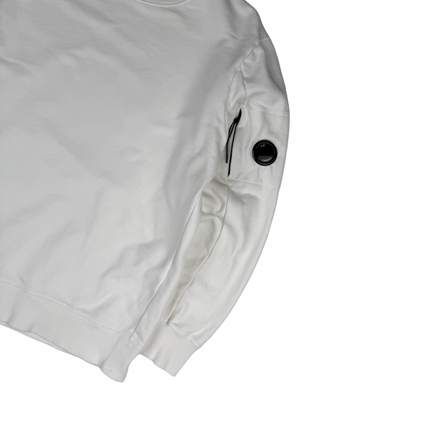 CP Company White Cotton Lens Viewer Crewneck - Large