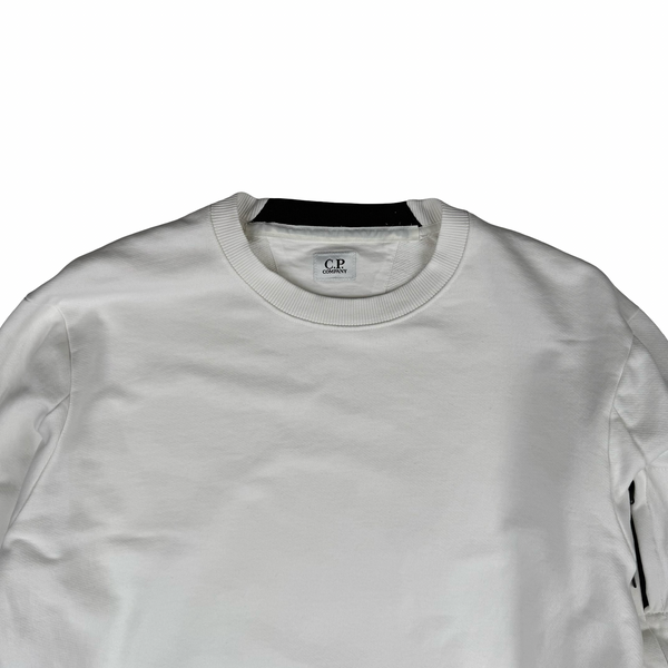 CP Company White Cotton Lens Viewer Crewneck - Large