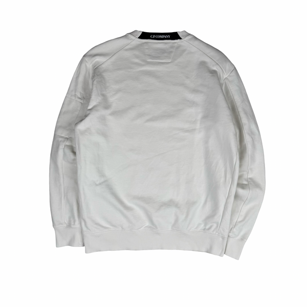 CP Company White Cotton Lens Viewer Crewneck - Large