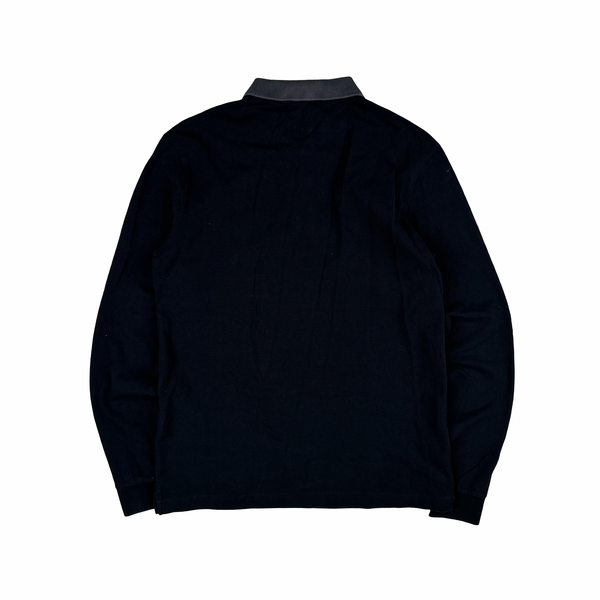 Prada Black Cotton Long Sleeve Red Tab Polo - Medium
