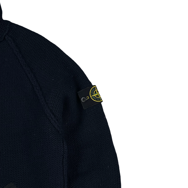 Stone Island 2010 Navy Heavyweight Wool Zipped Hoodie Jumper - Large