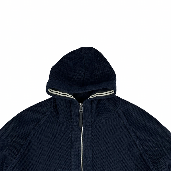 Stone Island 2010 Navy Heavyweight Wool Zipped Hoodie Jumper - Large