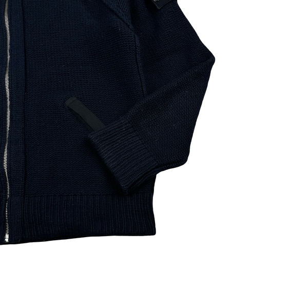 Stone Island 2010 Navy Heavyweight Wool Zipped Hoodie Jumper - Large