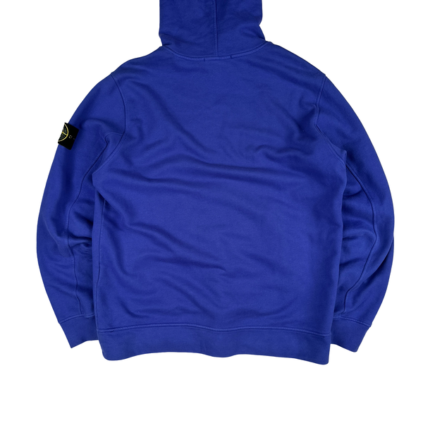 Stone Island 2021 Blue Contrast Piping Pullover Hoodie - Medium