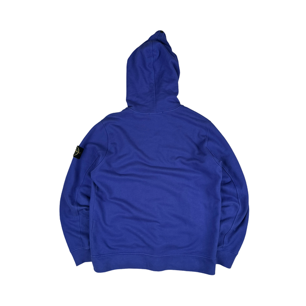 Stone Island 2021 Blue Contrast Piping Pullover Hoodie - Medium