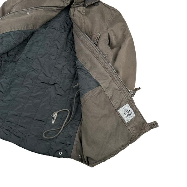CP Company 2006 Brown Poly Cotton Collared Goggle Parka Jacket - Medium