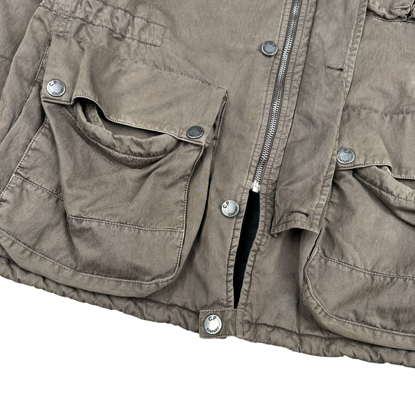 CP Company 2006 Brown Poly Cotton Collared Goggle Parka Jacket - Medium