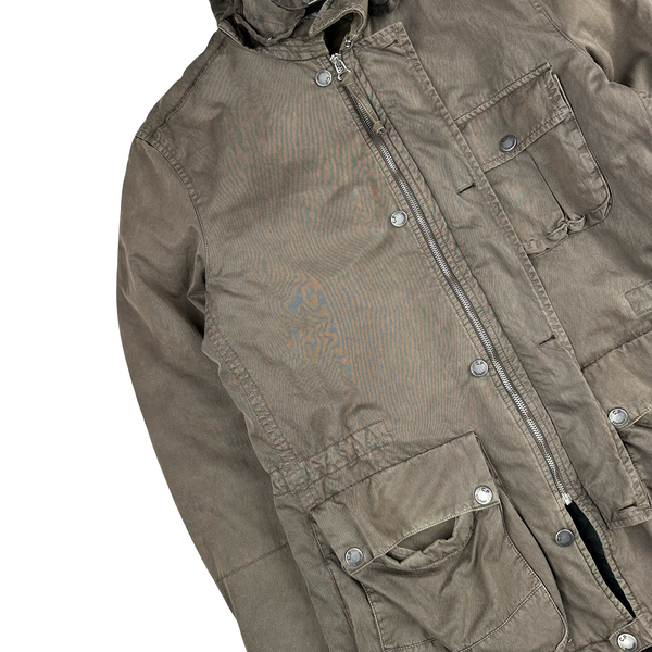 CP Company 2006 Brown Poly Cotton Collared Goggle Parka Jacket - Medium