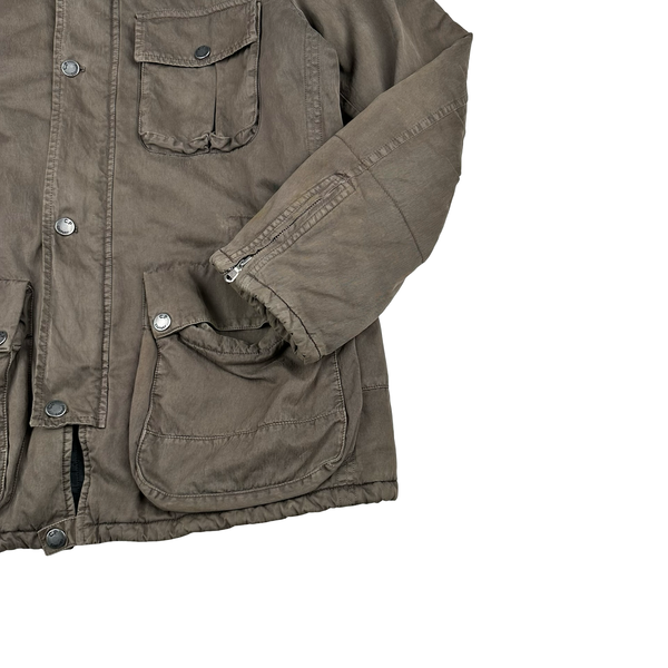 CP Company 2006 Brown Poly Cotton Collared Goggle Parka Jacket - Medium