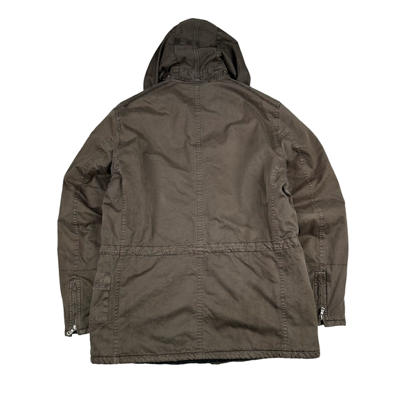 CP Company 2006 Brown Poly Cotton Collared Goggle Parka Jacket - Medium