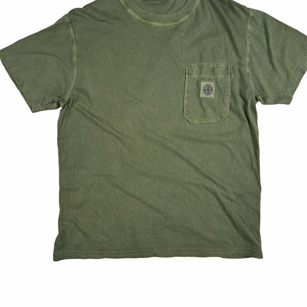 Stone Island Sage Green Cotton T Shirt - XL