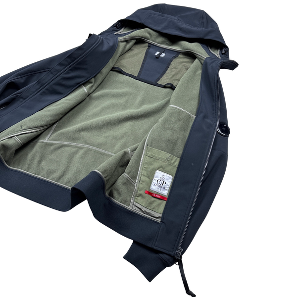 CP Company Dark Navy Fleece Lined Soft Shell Lens Viewer Jacket - Medium
