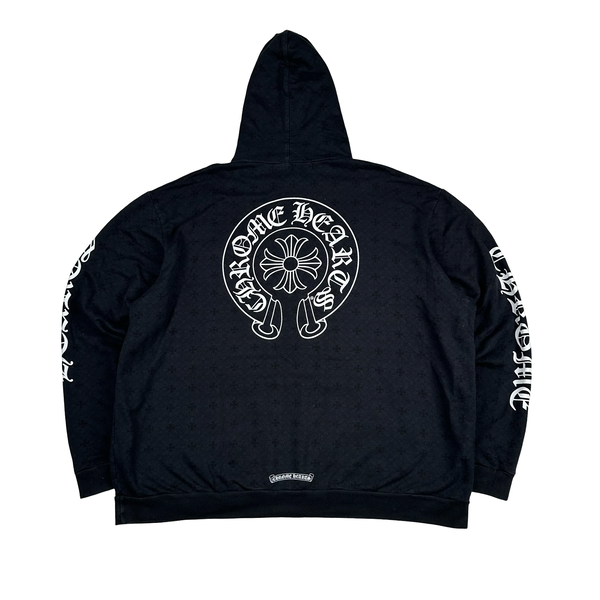 Chrome Hearts Black Monogram Spellout Cotton Pullover Hoodie - XXL