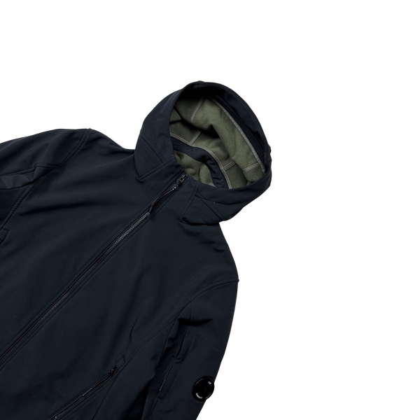 CP Company Dark Navy Fleece Lined Soft Shell Lens Viewer Jacket - Medium
