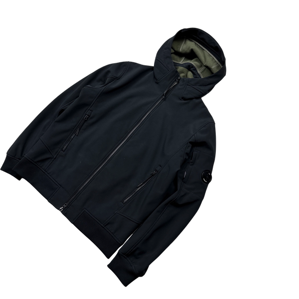 CP Company Dark Navy Fleece Lined Soft Shell Lens Viewer Jacket - Medium