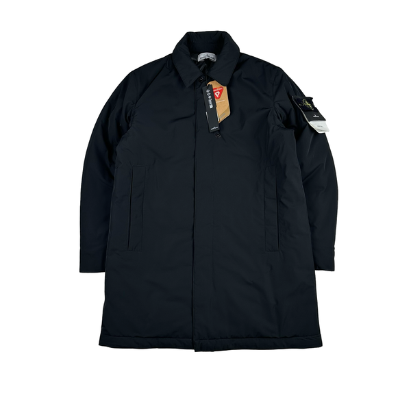 Stone Island 2025 Black Micro Twill Primaloft Long Jacket - Medium