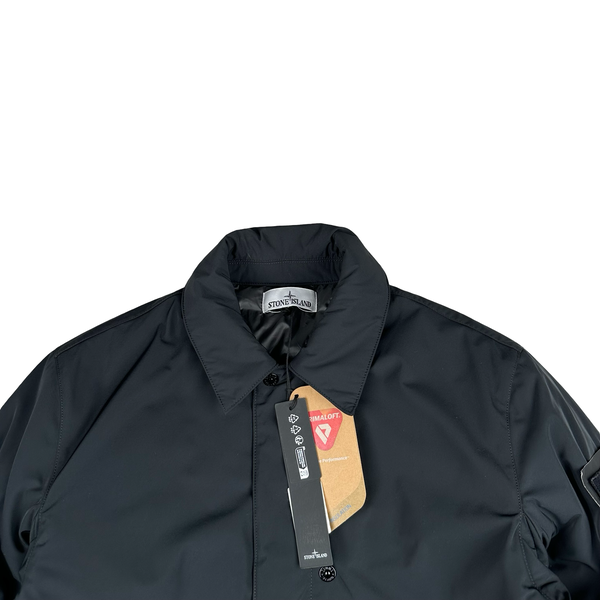 Stone Island 2025 Black Micro Twill Primaloft Long Jacket - Medium