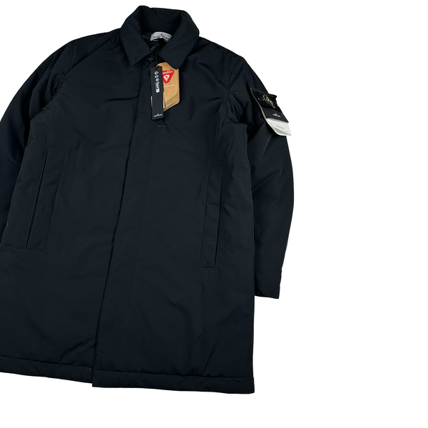 Stone Island 2025 Black Micro Twill Primaloft Long Jacket - Medium