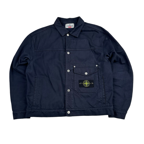 Stone Island x Supreme 2023 Navy Bull Denim TC Jacket - Medium
