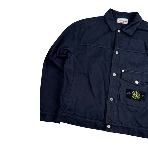 Stone Island x Supreme 2023 Navy Bull Denim TC Jacket - Medium