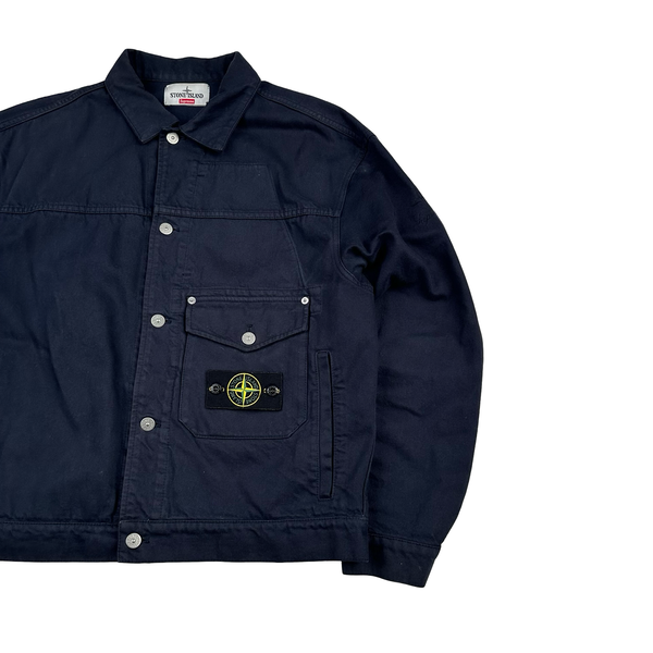 Stone Island x Supreme 2023 Navy Bull Denim TC Jacket - Medium