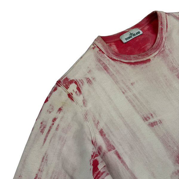 Stone Island Pink Hand Corrosion Crewneck Sweatshirt - Large