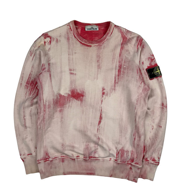 Stone Island Pink Hand Corrosion Crewneck Sweatshirt - Large