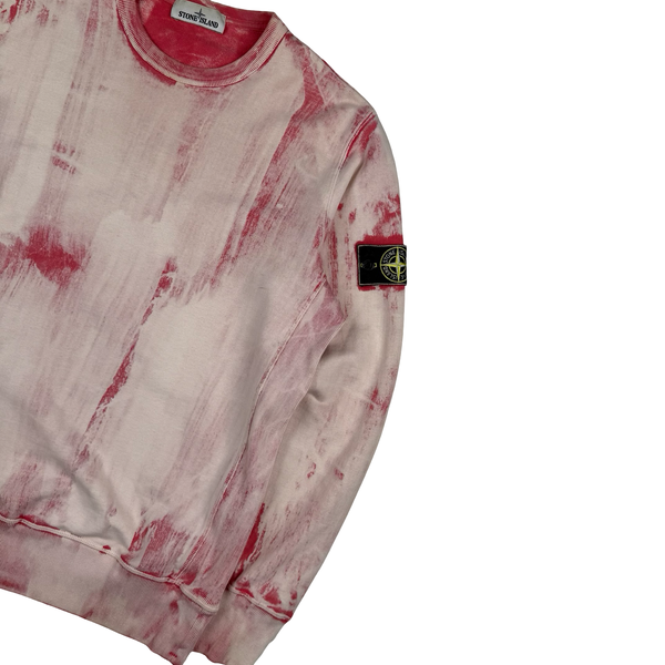 Stone Island Pink Hand Corrosion Crewneck Sweatshirt - Large
