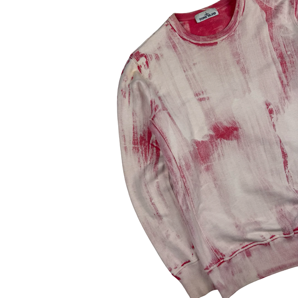 Stone Island Pink Hand Corrosion Crewneck Sweatshirt - Large