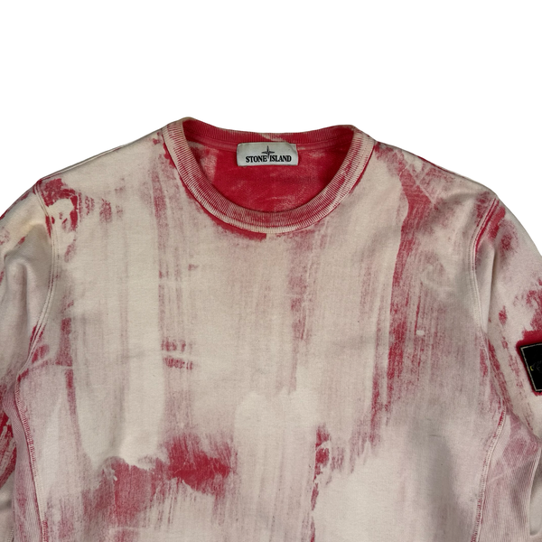 Stone Island Pink Hand Corrosion Crewneck Sweatshirt - Large