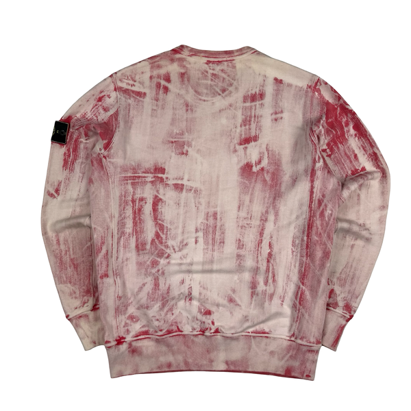 Stone Island Pink Hand Corrosion Crewneck Sweatshirt - Large