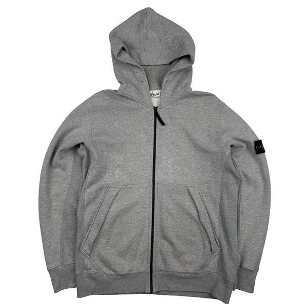 Stone Island Grey Zipped Cotton Hoodie - XL
