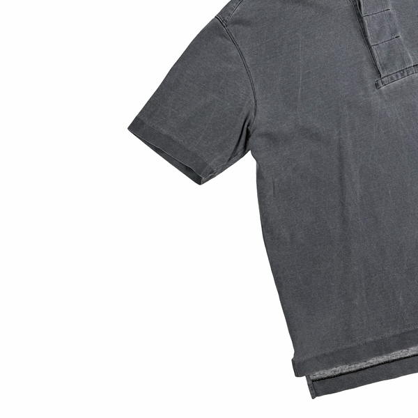 Stone Island 2001 Grey Cotton Button Spellout Compass Polo - Medium