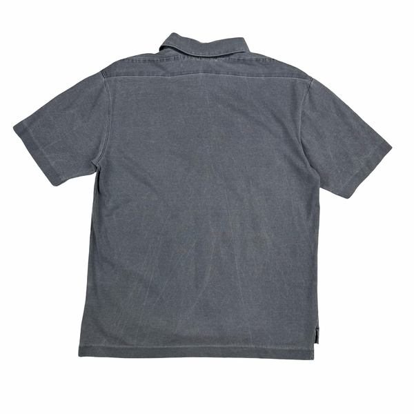 Stone Island 2001 Grey Cotton Button Spellout Compass Polo - Medium