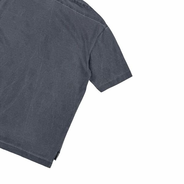 Stone Island 2001 Grey Cotton Button Spellout Compass Polo - Medium