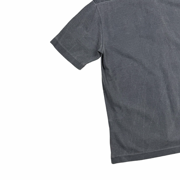 Stone Island 2001 Grey Cotton Button Spellout Compass Polo - Medium