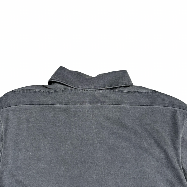 Stone Island 2001 Grey Cotton Button Spellout Compass Polo - Medium