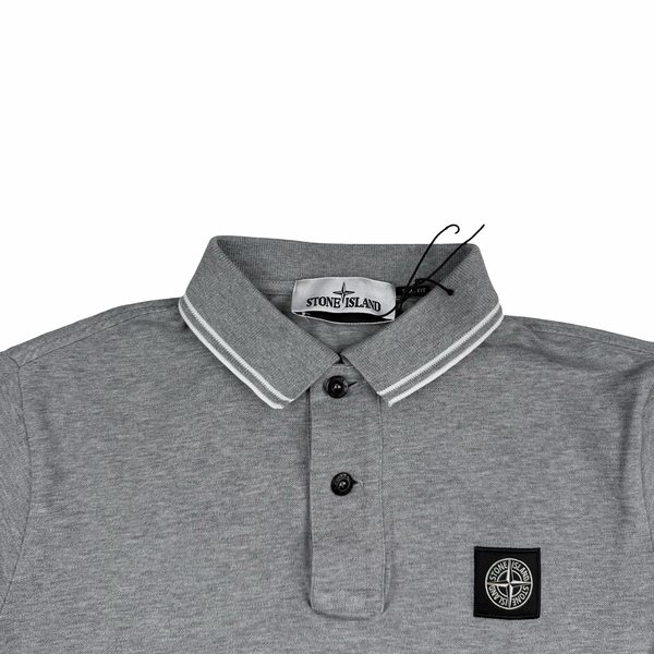 Stone Island 2018 Grey White Piped Polo Shirt - Small